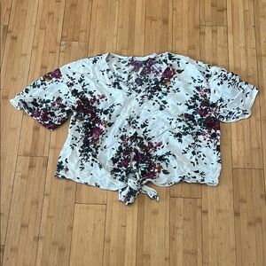 Floral Tie-Front Women's Top